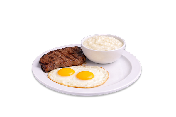 Steak, Grits, 2 Eggs Fried or Scrambled