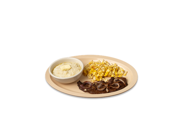 Steak, Grits, 2 Eggs Fried or Scrambled