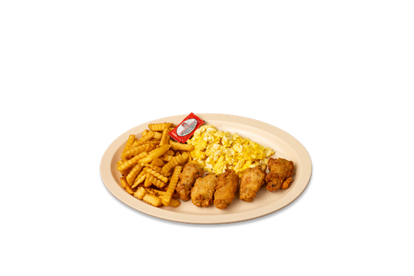 5 Chicken Wings, French Fries & 2 Eggs Fried or Scrambled