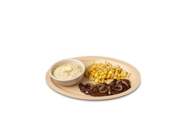 Steak, Grits, 2 Eggs Fried or Scrambled
