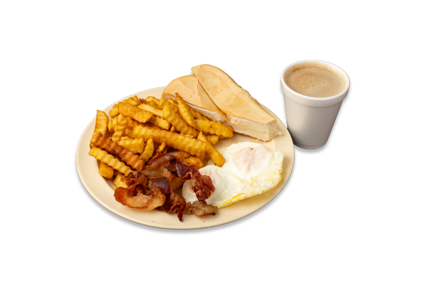 Bacon, Eggs & Fries Breakfast