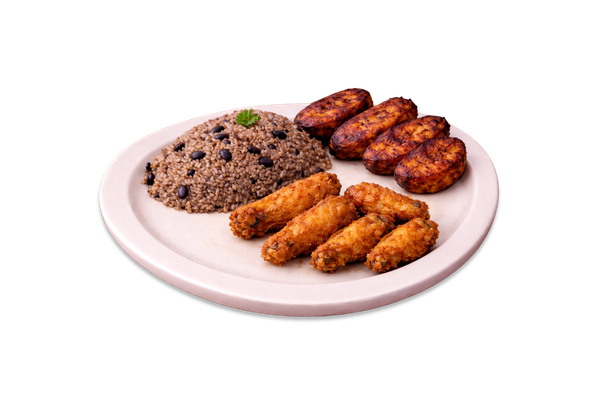 Chicken Wings with Brown Rice and Sweet Plantains