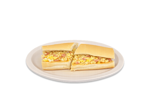 2 Scrambled Eggs with Ham and Cheese