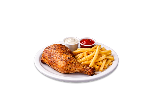 Chicken Leg Quarter with French Fries